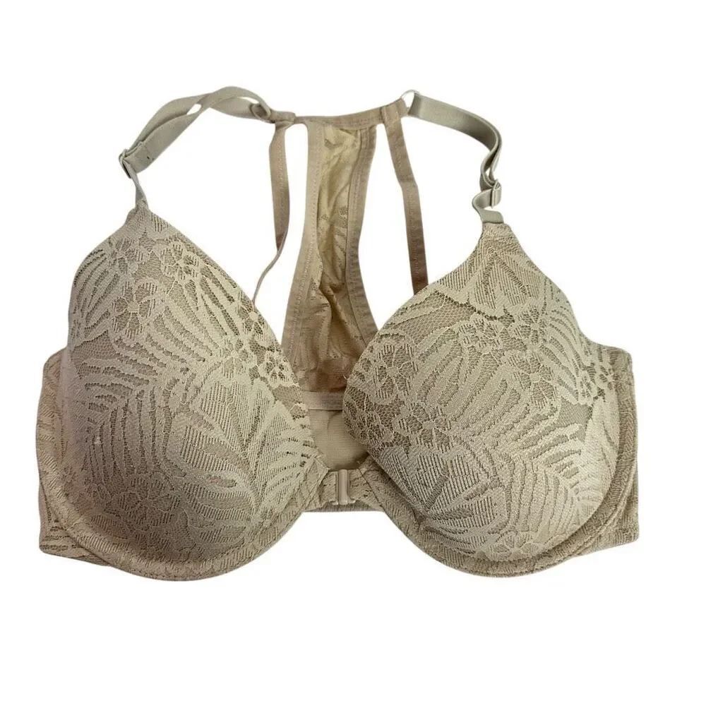VS Pink Underwire Bra 32DD Front Close Racerback
